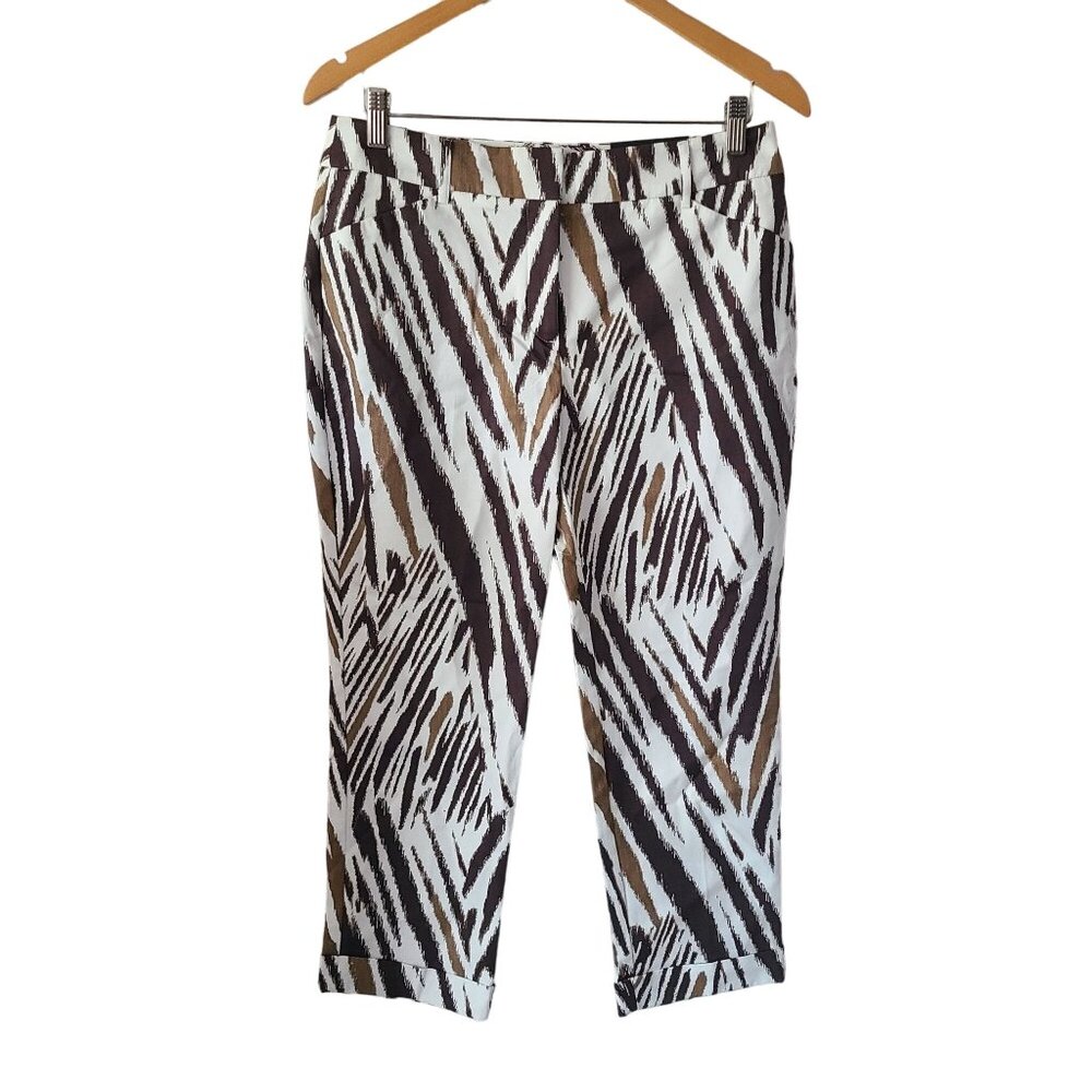 Chico's Size 0 US Size 4 So Slimming Serene Stretch Zebra Prism Crop Pants NEW